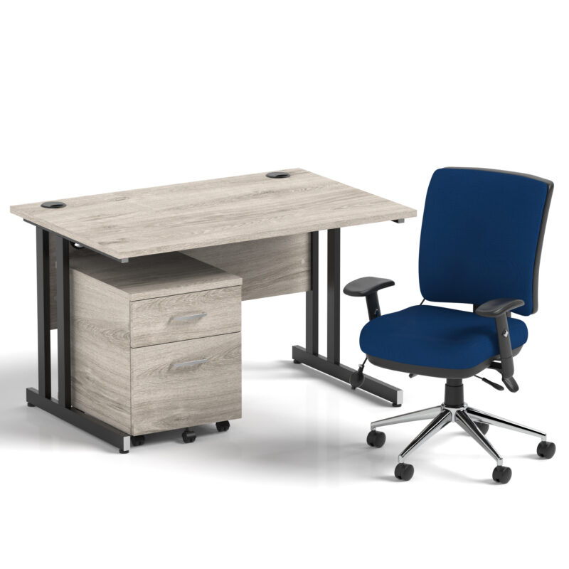 Surge 1200mm Cantilever Straight Desk With Mobile Pedestal and Align Medium Back Blue Operator Chair - Image 30