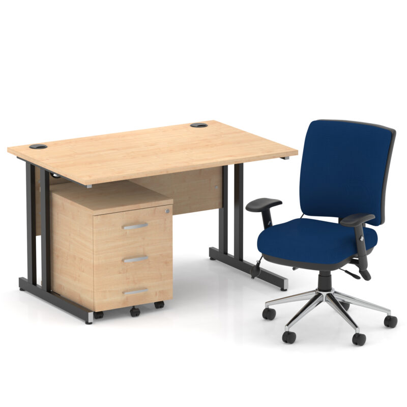 Surge 1200mm Cantilever Straight Desk With Mobile Pedestal and Align Medium Back Blue Operator Chair - Image 32