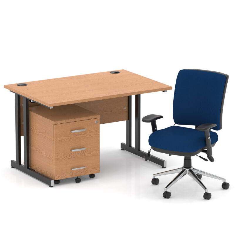 Surge 1200mm Cantilever Straight Desk With Mobile Pedestal and Align Medium Back Blue Operator Chair - Image 33