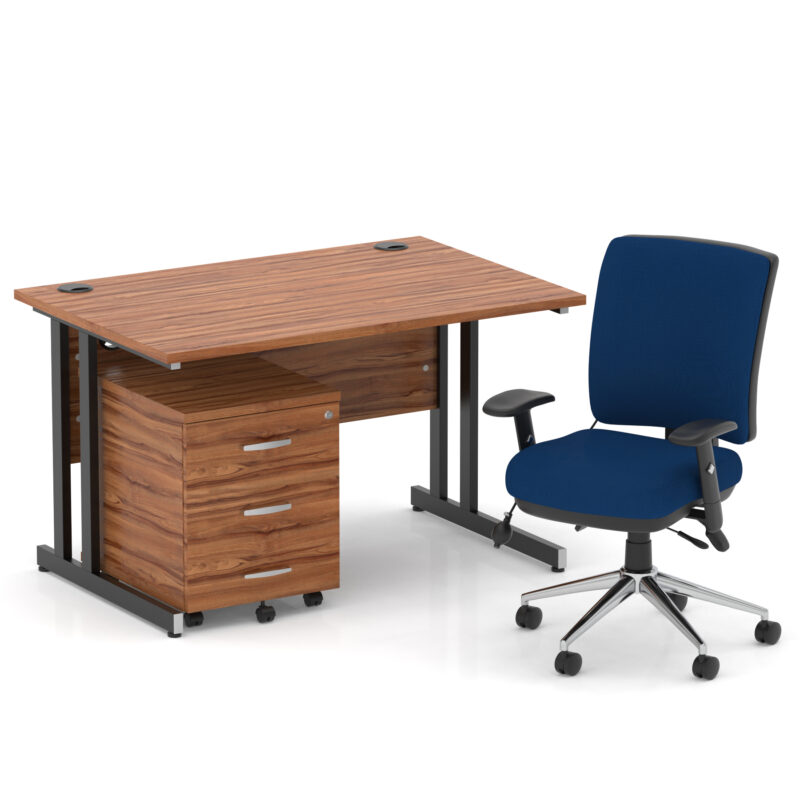 Surge 1200mm Cantilever Straight Desk With Mobile Pedestal and Align Medium Back Blue Operator Chair - Image 34