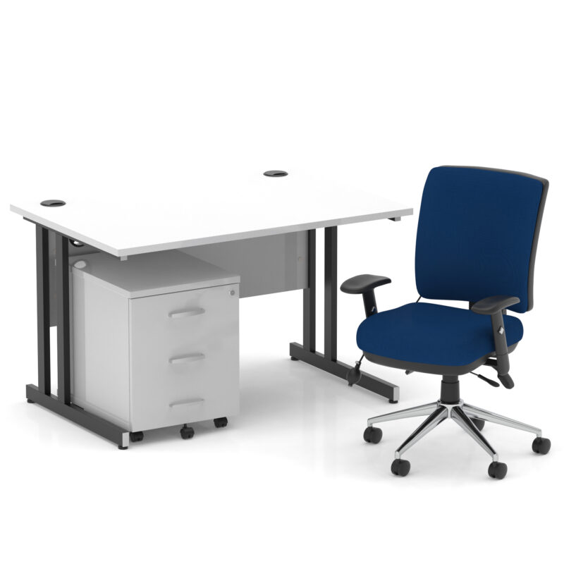 Surge 1200mm Cantilever Straight Desk With Mobile Pedestal and Align Medium Back Blue Operator Chair - Image 35