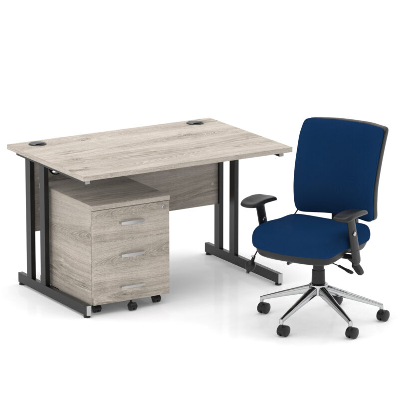 Surge 1200mm Cantilever Straight Desk With Mobile Pedestal and Align Medium Back Blue Operator Chair - Image 36