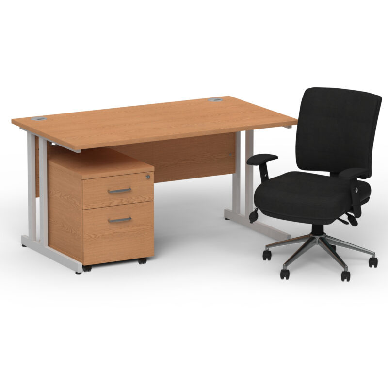 Surge 1400mm Cantilever Straight Desk With Mobile Pedestal and Align Medium Back Black Operator Chair - Image 5