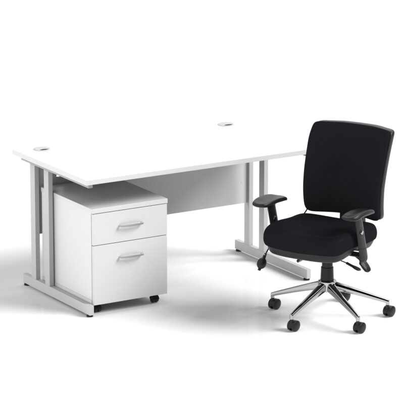 Surge 1400mm Cantilever Straight Desk With Mobile Pedestal and Align Medium Back Black Operator Chair - Image 9