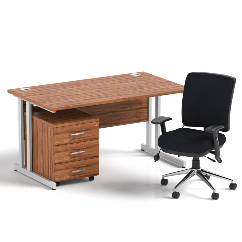 Surge 1400mm Cantilever Straight Desk With Mobile Pedestal and Align Medium Back Black Operator Chair - Image 18