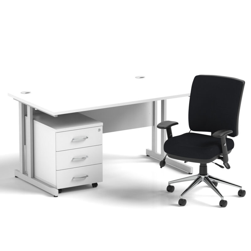 Surge 1400mm Cantilever Straight Desk With Mobile Pedestal and Align Medium Back Black Operator Chair - Image 19