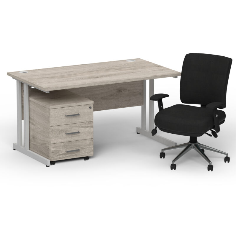 Surge 1400mm Cantilever Straight Desk With Mobile Pedestal and Align Medium Back Black Operator Chair - Image 20