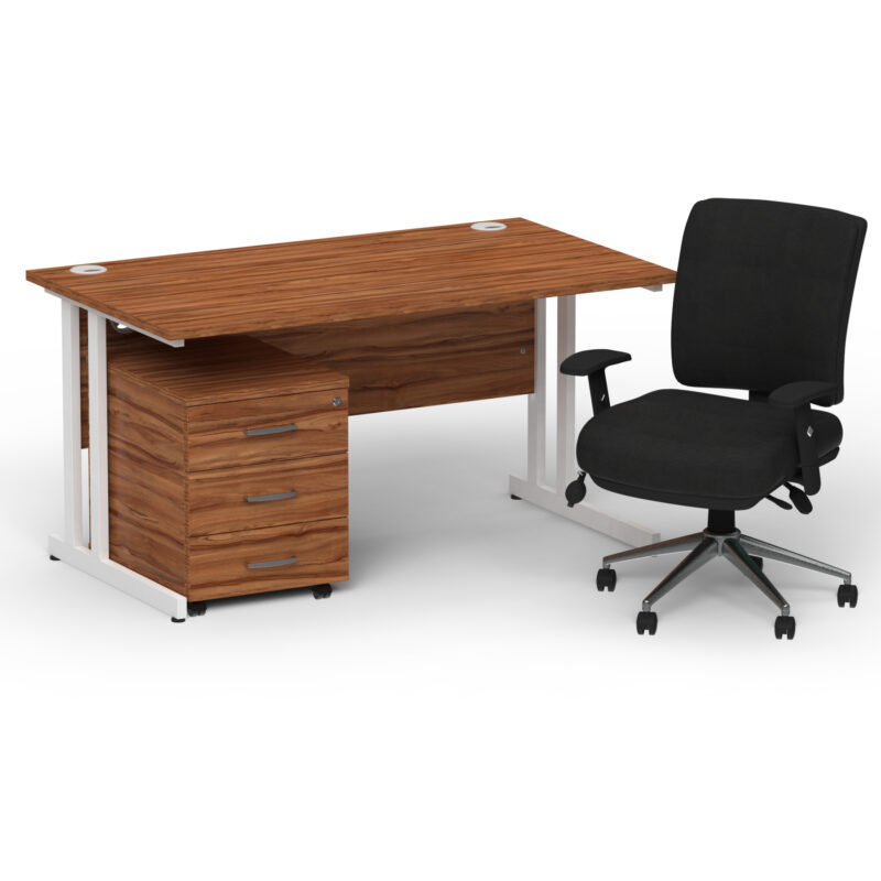 Surge 1400mm Cantilever Straight Desk With Mobile Pedestal and Align Medium Back Black Operator Chair - Image 40