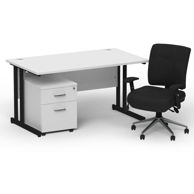 Surge 1400mm Cantilever Straight Desk With Mobile Pedestal and Align Medium Back Black Operator Chair - Image 54