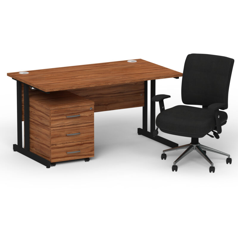 Surge 1400mm Cantilever Straight Desk With Mobile Pedestal and Align Medium Back Black Operator Chair - Image 64