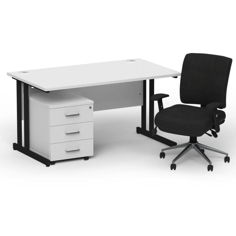 Surge 1400mm Cantilever Straight Desk With Mobile Pedestal and Align Medium Back Black Operator Chair - Image 66