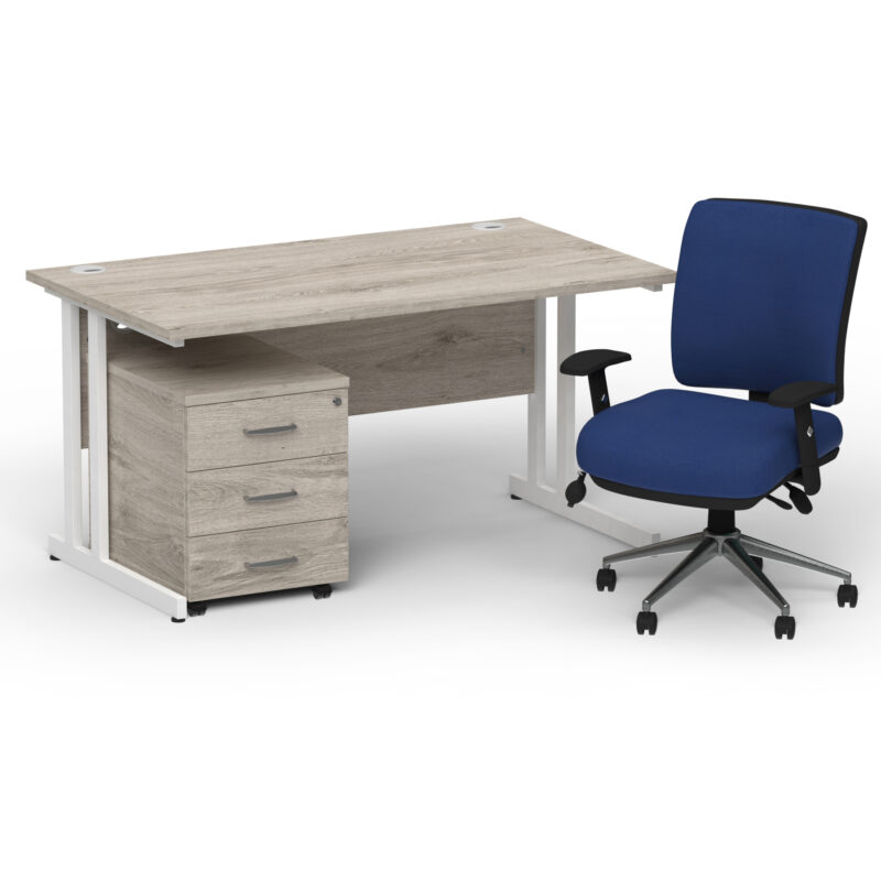 Surge 1400mm Cantilever Straight Desk With Mobile Pedestal and Align Medium Back Blue Operator Chair - Image 47