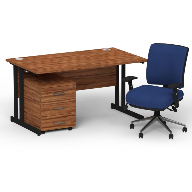 Surge 1400mm Cantilever Straight Desk With Mobile Pedestal and Align Medium Back Blue Operator Chair - Image 67