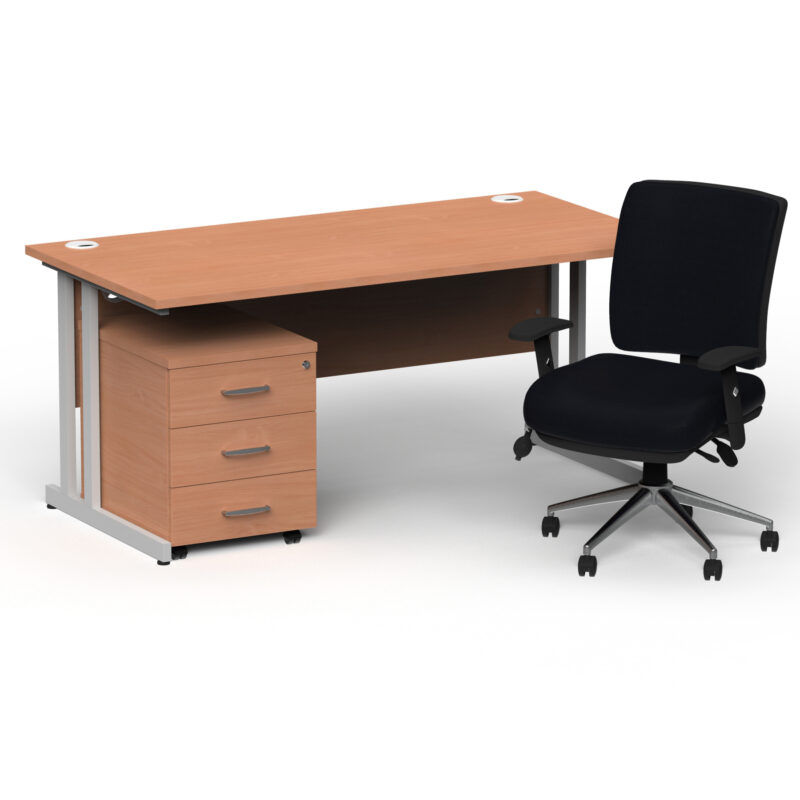 Surge 1800mm Cantilever Straight Desk With Mobile Pedestal and Align Medium Back Black Operator Chair - Image 13