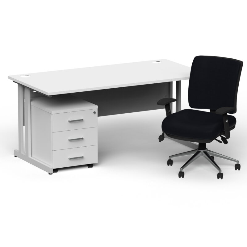 Surge 1800mm Cantilever Straight Desk With Mobile Pedestal and Align Medium Back Black Operator Chair - Image 21