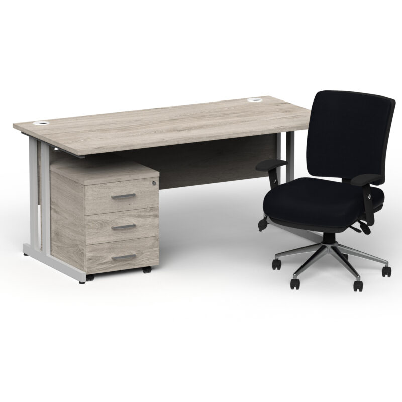 Surge 1800mm Cantilever Straight Desk With Mobile Pedestal and Align Medium Back Black Operator Chair - Image 23