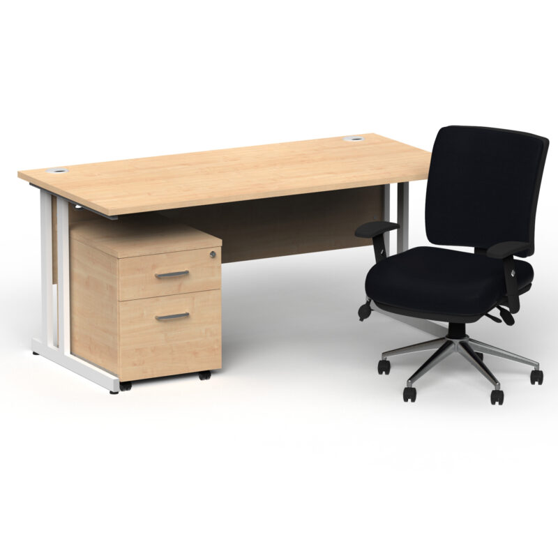 Surge 1800mm Cantilever Straight Desk With Mobile Pedestal and Align Medium Back Black Operator Chair - Image 27