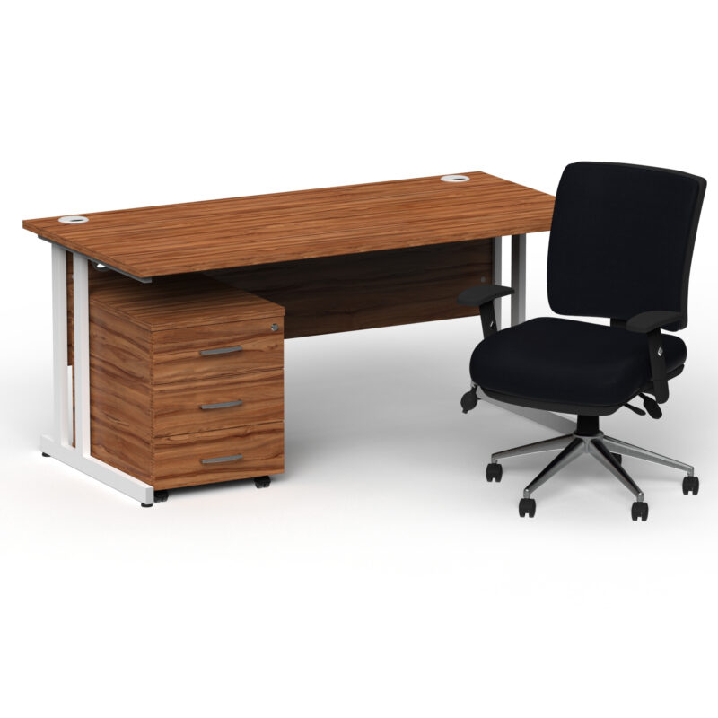 Surge 1800mm Cantilever Straight Desk With Mobile Pedestal and Align Medium Back Black Operator Chair - Image 43