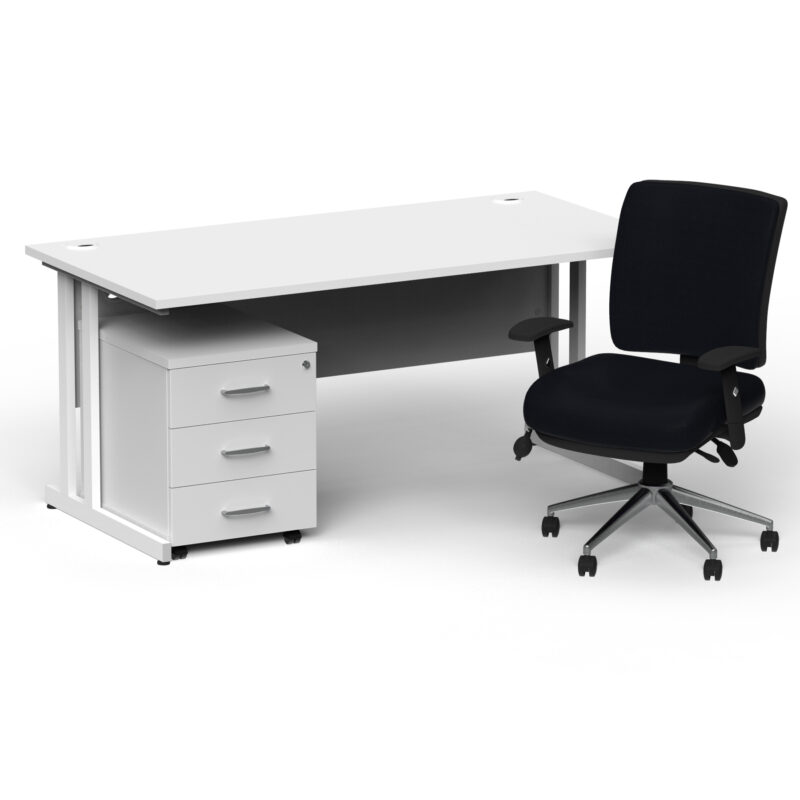 Surge 1800mm Cantilever Straight Desk With Mobile Pedestal and Align Medium Back Black Operator Chair - Image 45