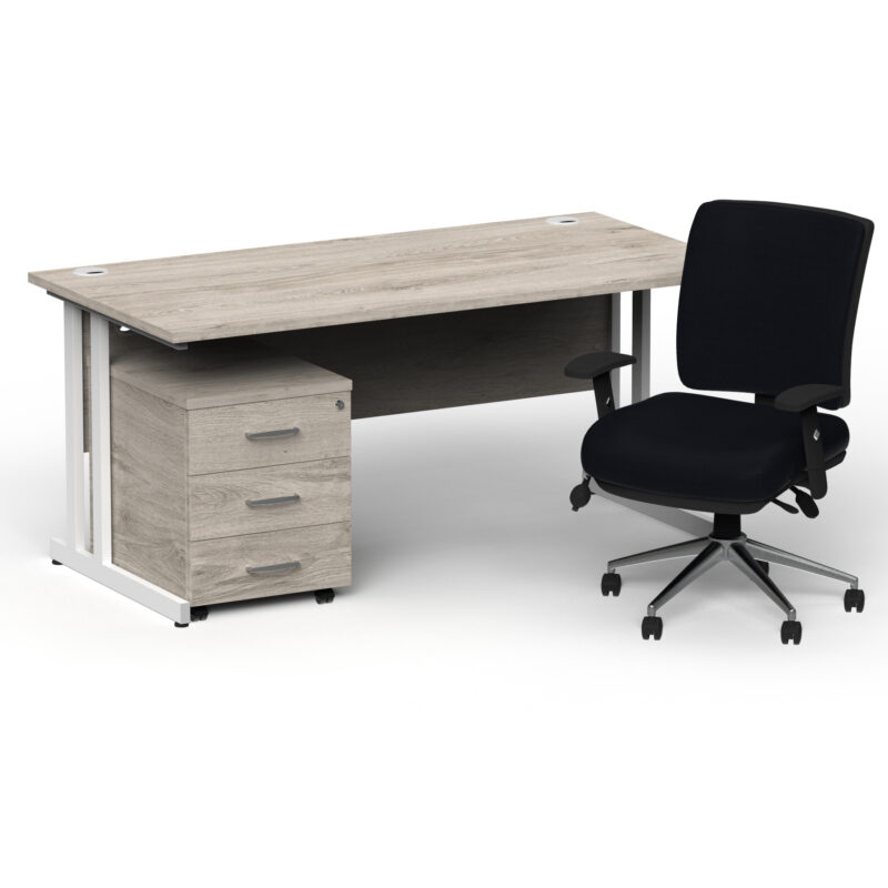 Surge 1800mm Cantilever Straight Desk With Mobile Pedestal and Align Medium Back Black Operator Chair - Image 47