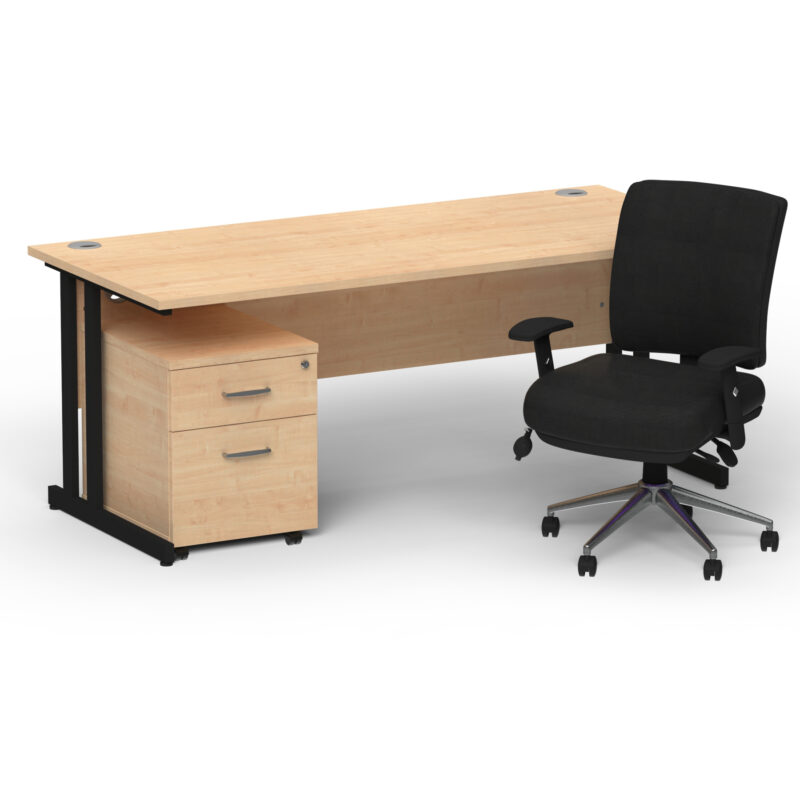 Surge 1800mm Cantilever Straight Desk With Mobile Pedestal and Align Medium Back Black Operator Chair - Image 51