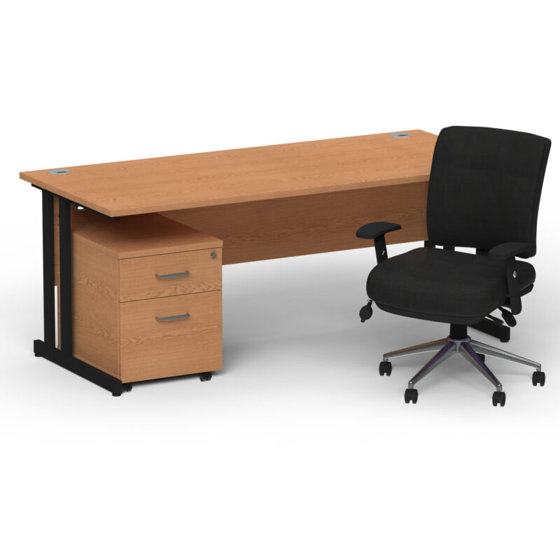 Surge 1800mm Cantilever Straight Desk With Mobile Pedestal and Align Medium Back Black Operator Chair - Image 53