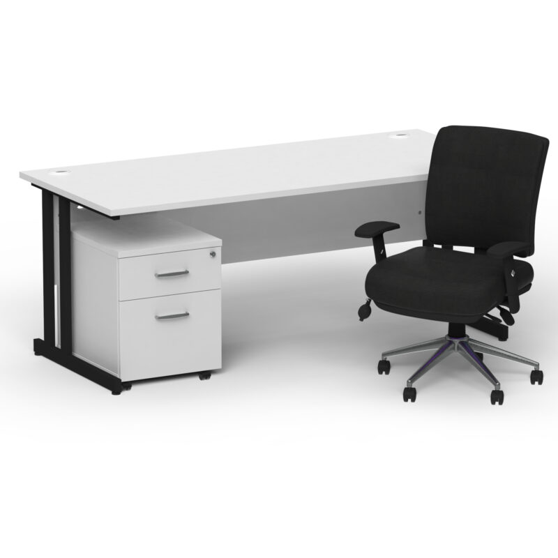 Surge 1800mm Cantilever Straight Desk With Mobile Pedestal and Align Medium Back Black Operator Chair - Image 57