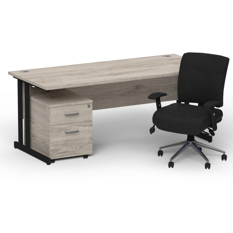 Surge 1800mm Cantilever Straight Desk With Mobile Pedestal and Align Medium Back Black Operator Chair - Image 59