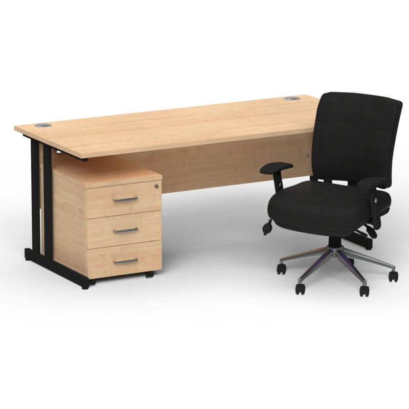 Surge 1800mm Cantilever Straight Desk With Mobile Pedestal and Align Medium Back Black Operator Chair - Image 63
