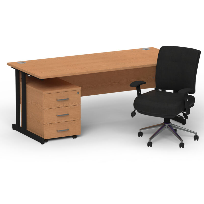 Surge 1800mm Cantilever Straight Desk With Mobile Pedestal and Align Medium Back Black Operator Chair - Image 65