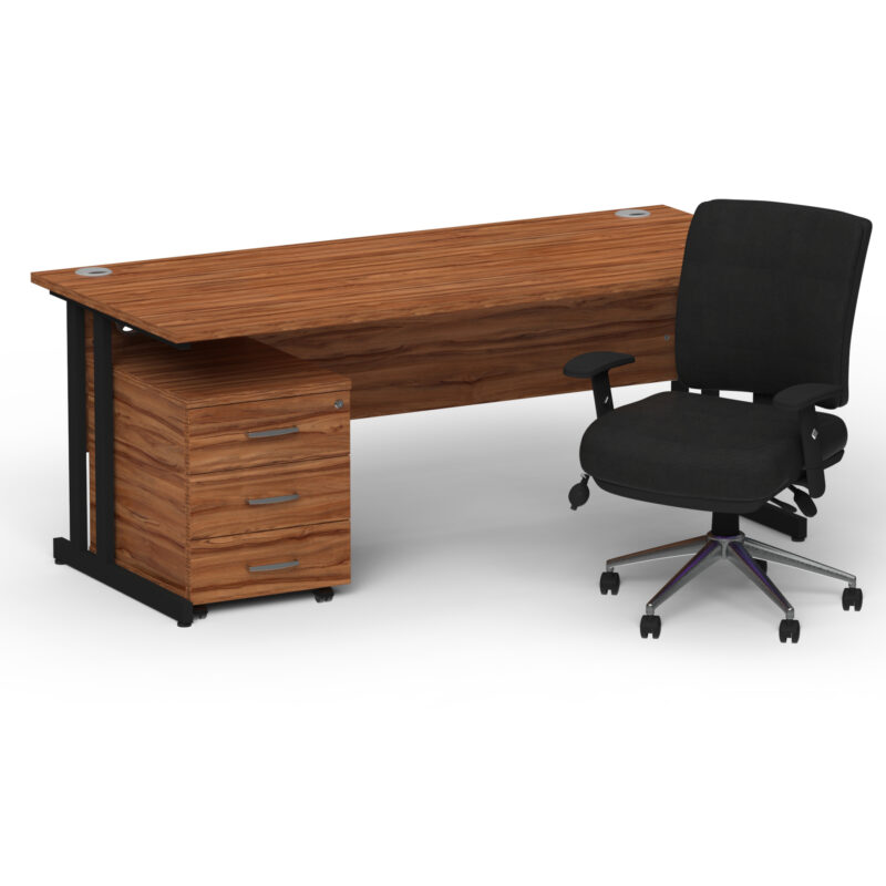 Surge 1800mm Cantilever Straight Desk With Mobile Pedestal and Align Medium Back Black Operator Chair - Image 67