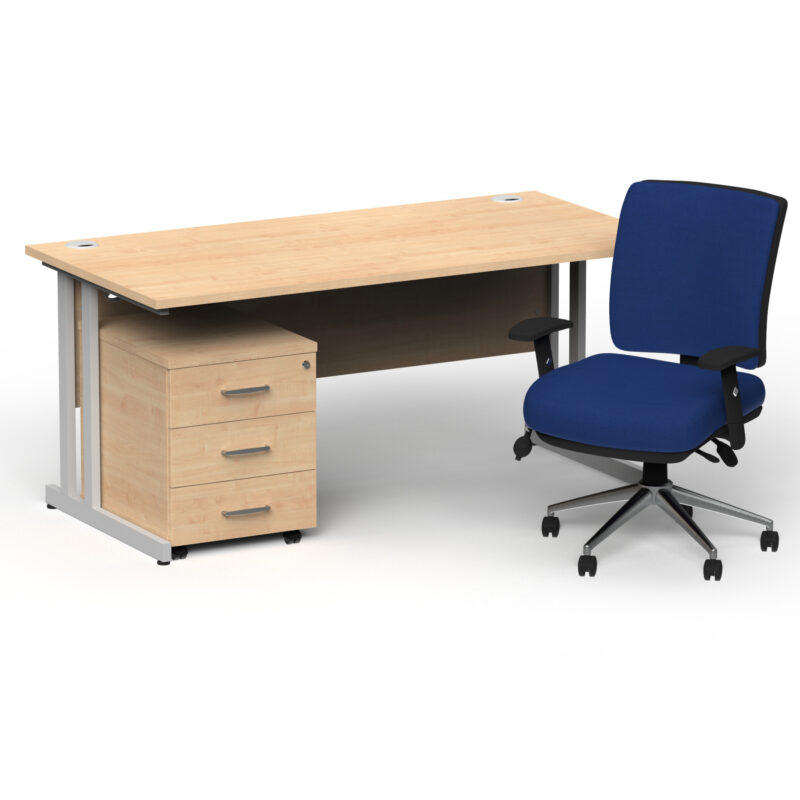 Surge 1800mm Cantilever Straight Desk With Mobile Pedestal and Align Medium Back Blue Operator Chair - Image 15