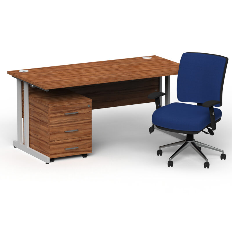 Surge 1800mm Cantilever Straight Desk With Mobile Pedestal and Align Medium Back Blue Operator Chair - Image 19