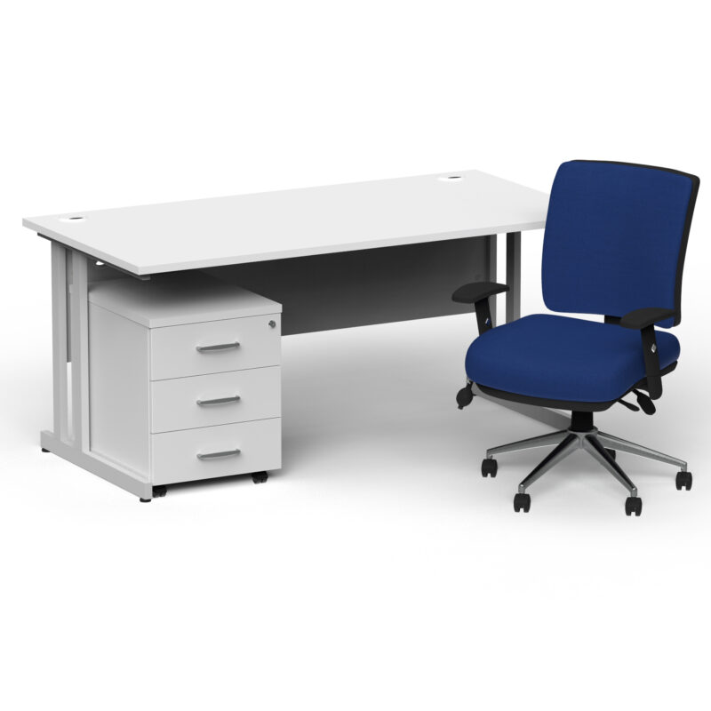 Surge 1800mm Cantilever Straight Desk With Mobile Pedestal and Align Medium Back Blue Operator Chair - Image 21