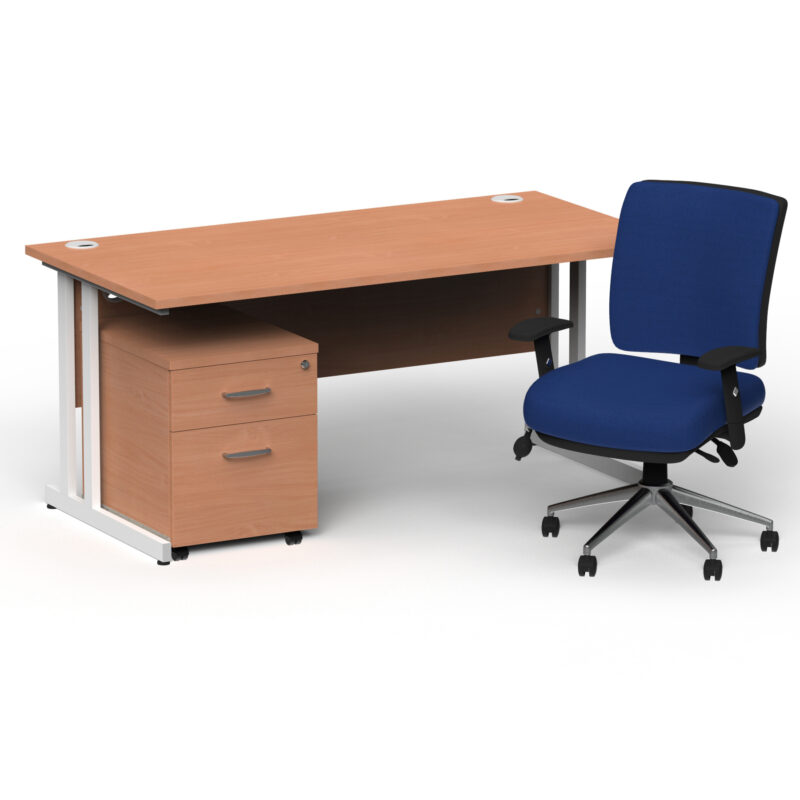 Surge 1800mm Cantilever Straight Desk With Mobile Pedestal and Align Medium Back Blue Operator Chair - Image 25