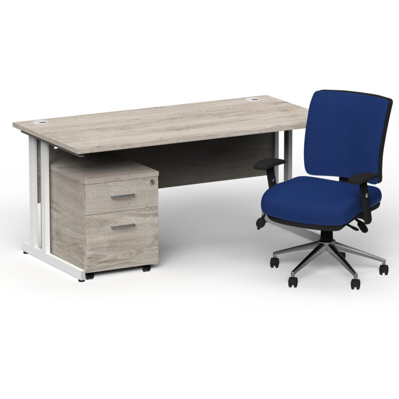 Surge 1800mm Cantilever Straight Desk With Mobile Pedestal and Align Medium Back Blue Operator Chair - Image 35