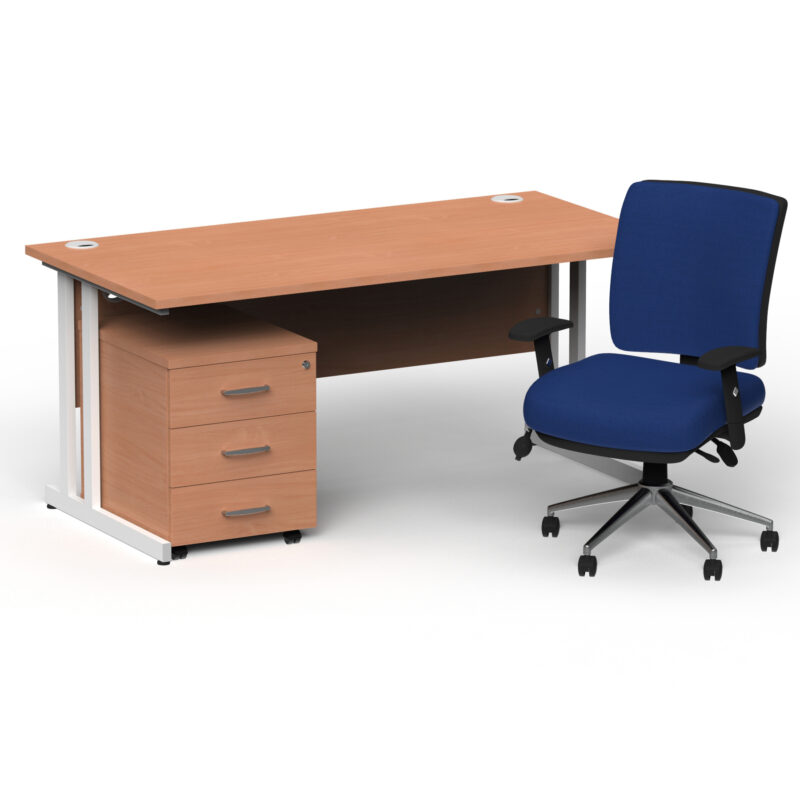 Surge 1800mm Cantilever Straight Desk With Mobile Pedestal and Align Medium Back Blue Operator Chair - Image 37