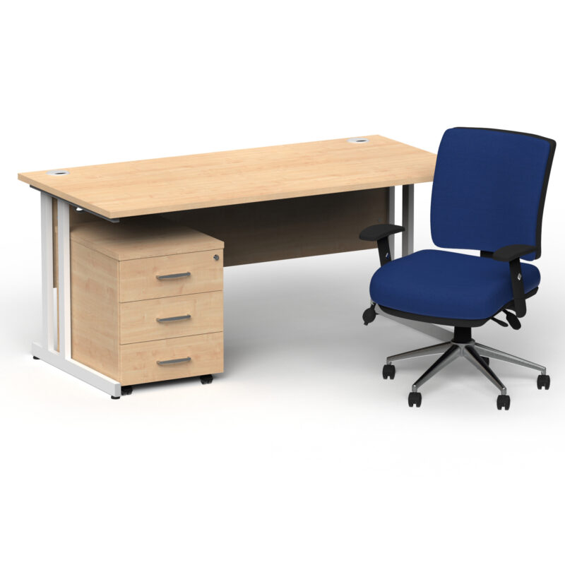 Surge 1800mm Cantilever Straight Desk With Mobile Pedestal and Align Medium Back Blue Operator Chair - Image 39