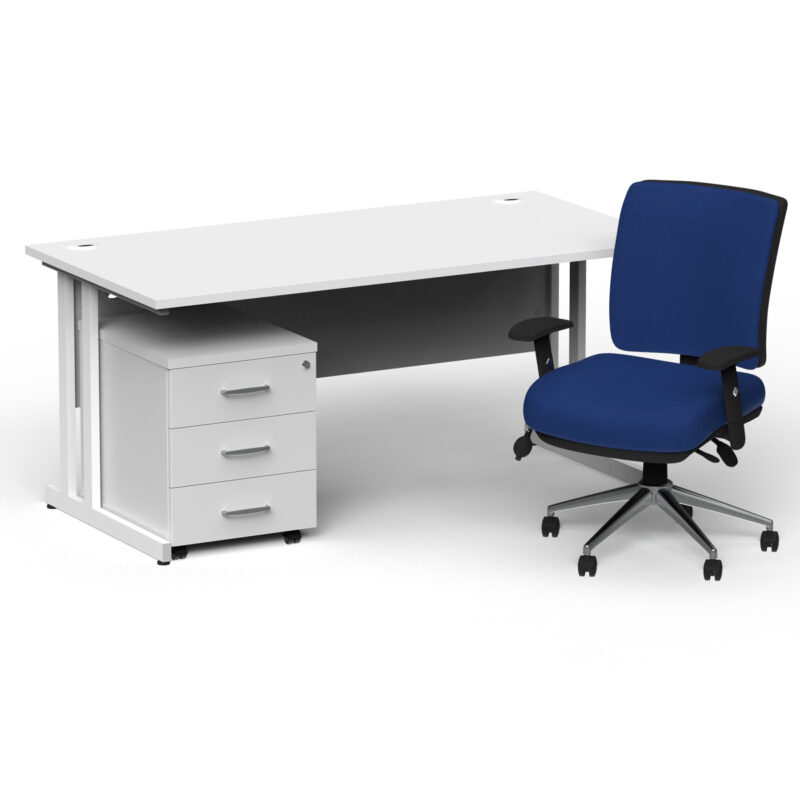 Surge 1800mm Cantilever Straight Desk With Mobile Pedestal and Align Medium Back Blue Operator Chair - Image 45