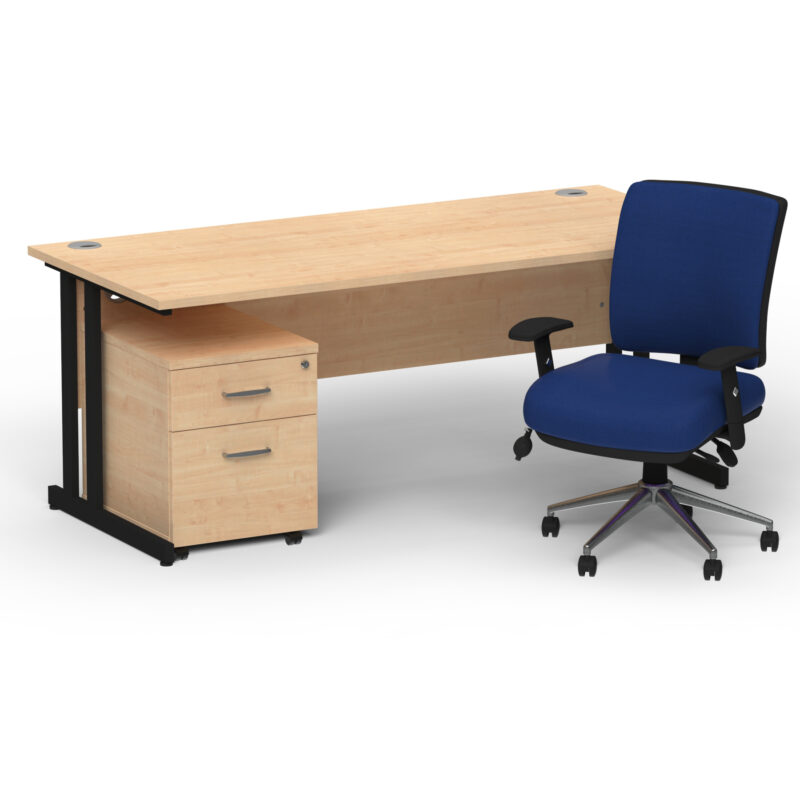 Surge 1800mm Cantilever Straight Desk With Mobile Pedestal and Align Medium Back Blue Operator Chair - Image 51