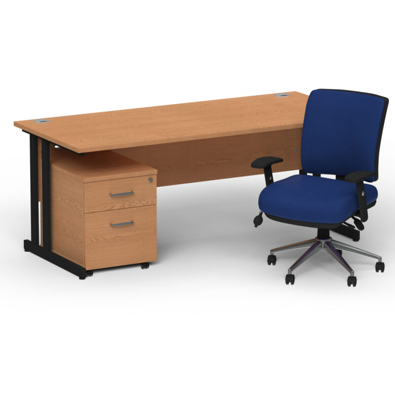 Surge 1800mm Cantilever Straight Desk With Mobile Pedestal and Align Medium Back Blue Operator Chair - Image 53