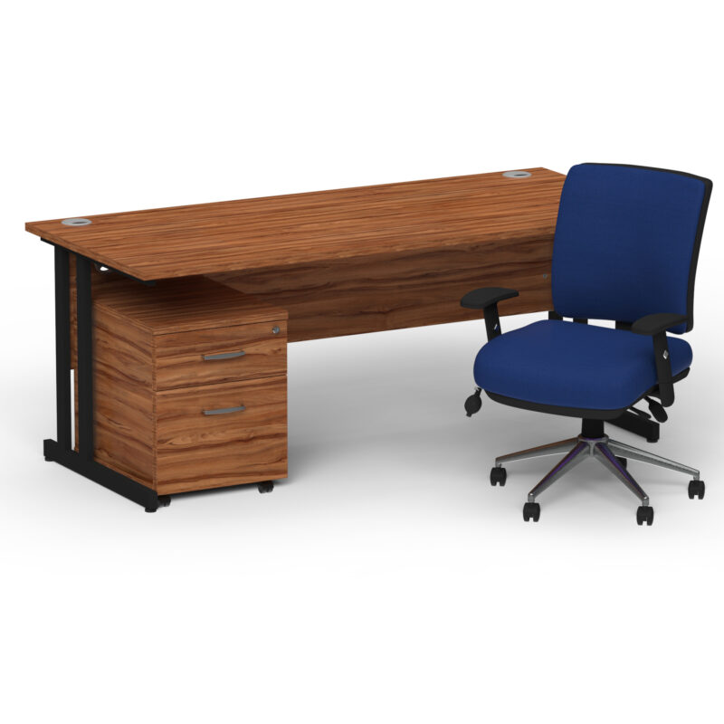 Surge 1800mm Cantilever Straight Desk With Mobile Pedestal and Align Medium Back Blue Operator Chair - Image 55