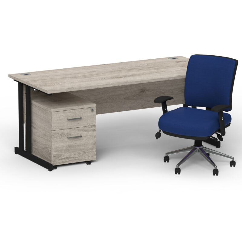 Surge 1800mm Cantilever Straight Desk With Mobile Pedestal and Align Medium Back Blue Operator Chair - Image 59