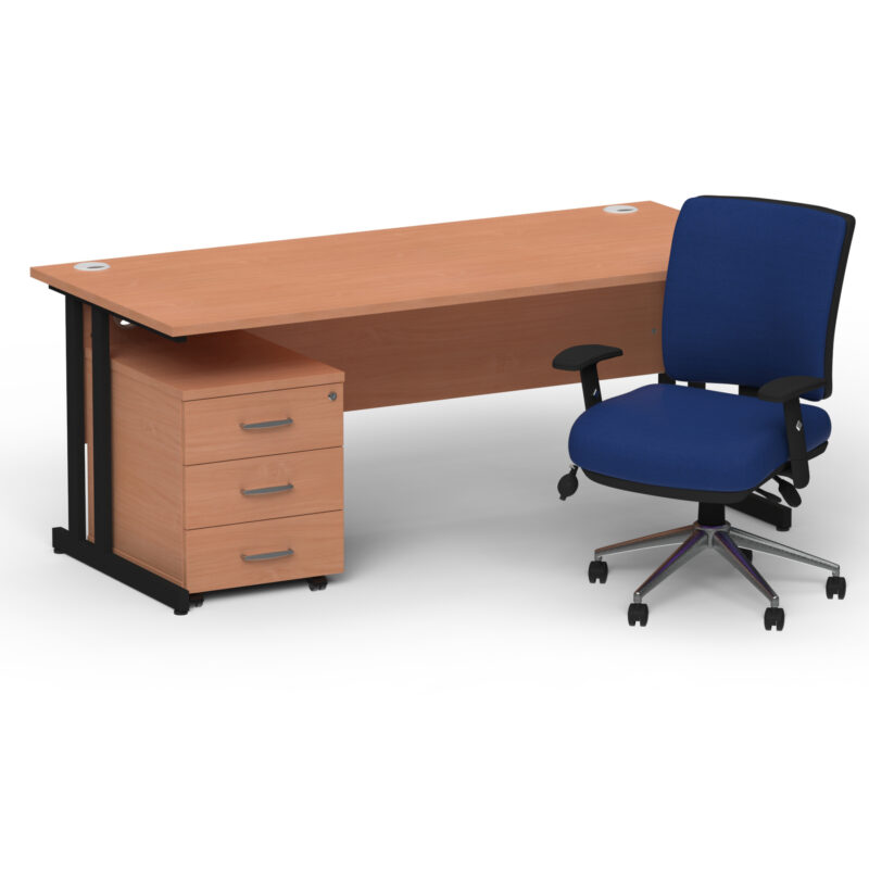 Surge 1800mm Cantilever Straight Desk With Mobile Pedestal and Align Medium Back Blue Operator Chair - Image 61