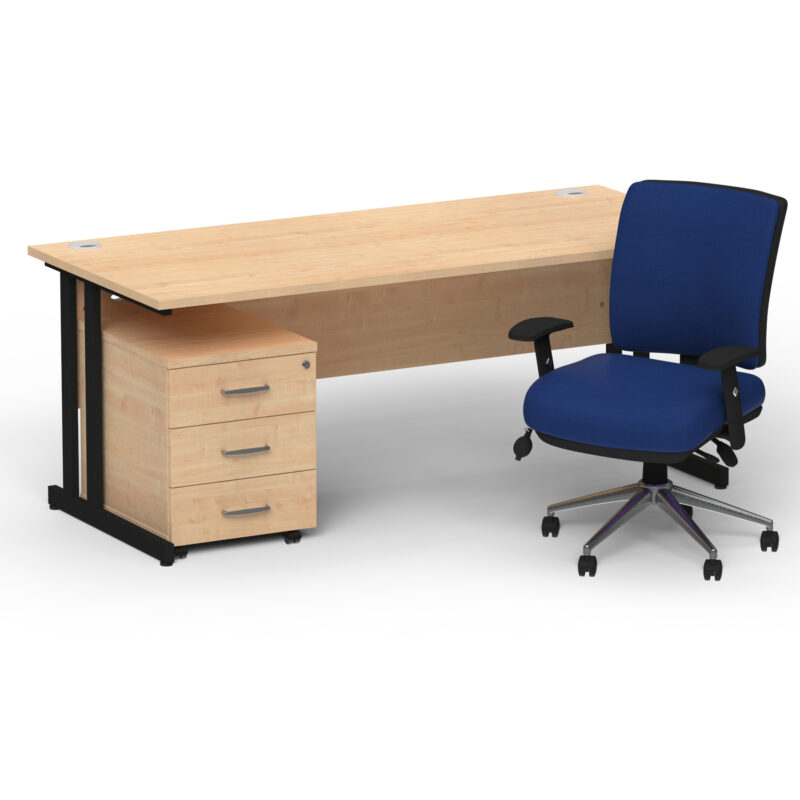 Surge 1800mm Cantilever Straight Desk With Mobile Pedestal and Align Medium Back Blue Operator Chair - Image 63