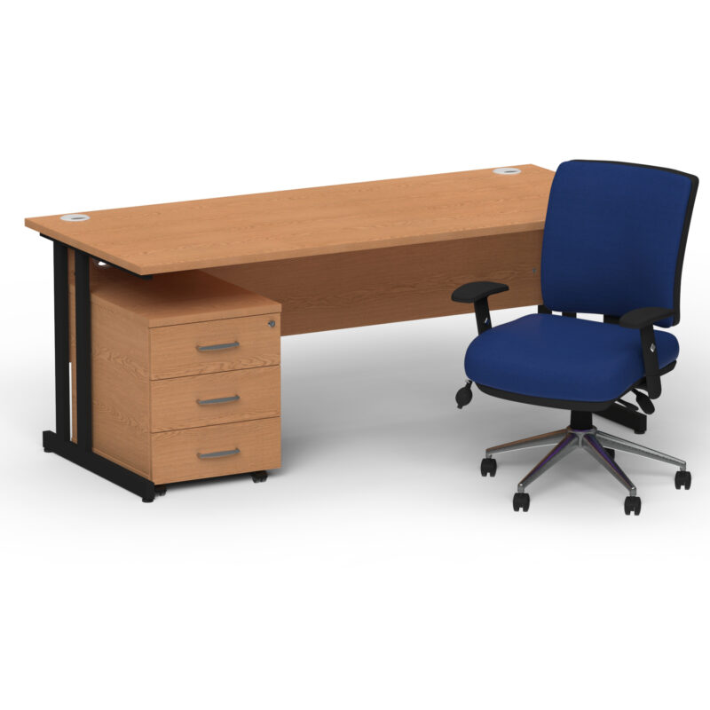 Surge 1800mm Cantilever Straight Desk With Mobile Pedestal and Align Medium Back Blue Operator Chair - Image 65