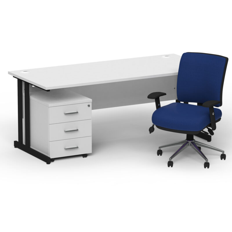 Surge 1800mm Cantilever Straight Desk With Mobile Pedestal and Align Medium Back Blue Operator Chair - Image 69