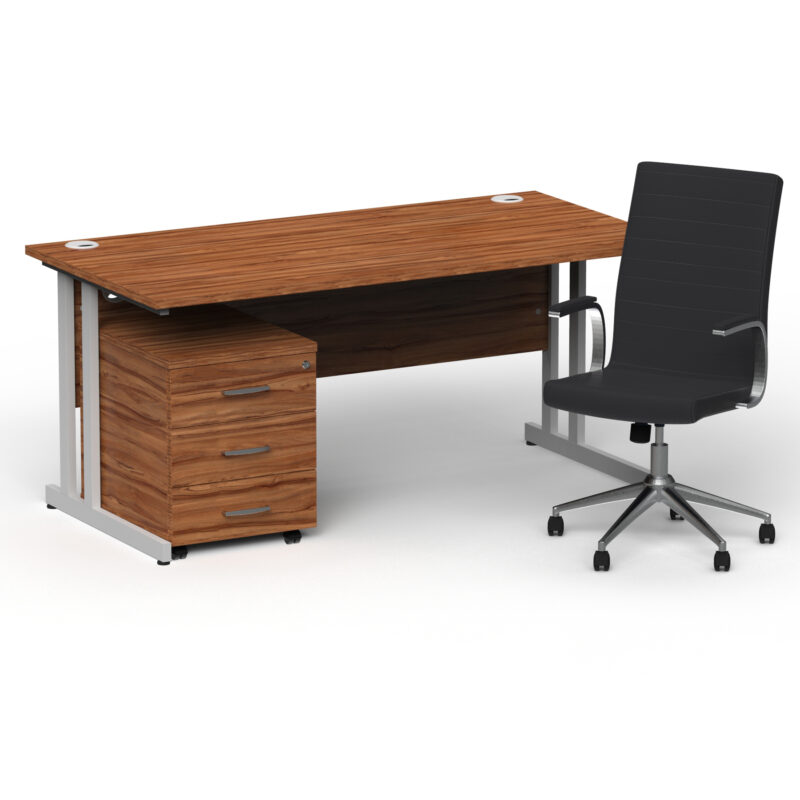 Surge 1600mm Cantilever Straight Desk With Mobile Pedestal and Cain Black Executive Chair - Image 19