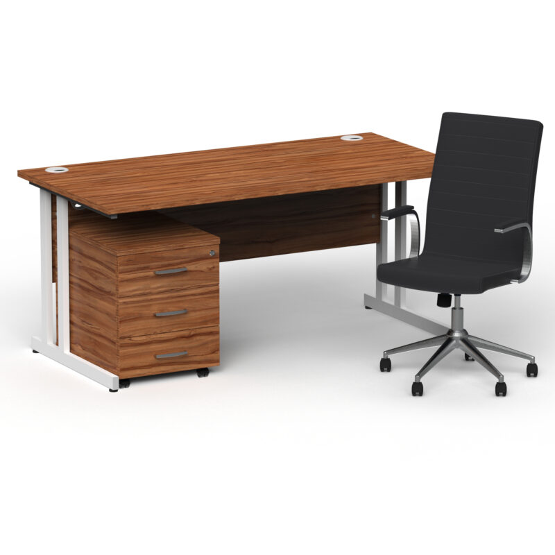 Surge 1600mm Cantilever Straight Desk With Mobile Pedestal and Cain Black Executive Chair - Image 43