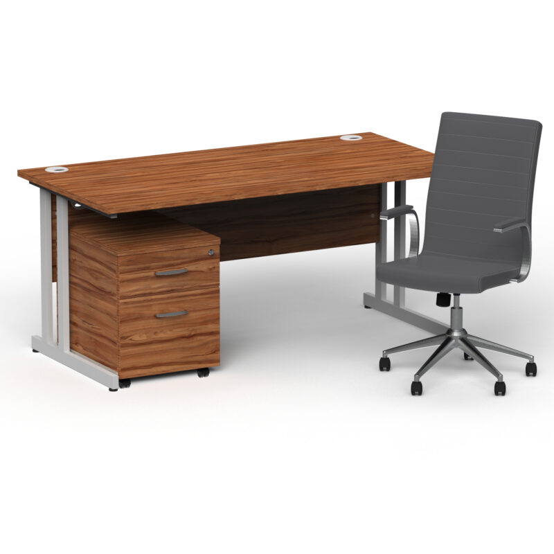 Surge 1600mm Cantilever Straight Desk With Mobile Pedestal and Cain Grey Executive Chair - Image 7